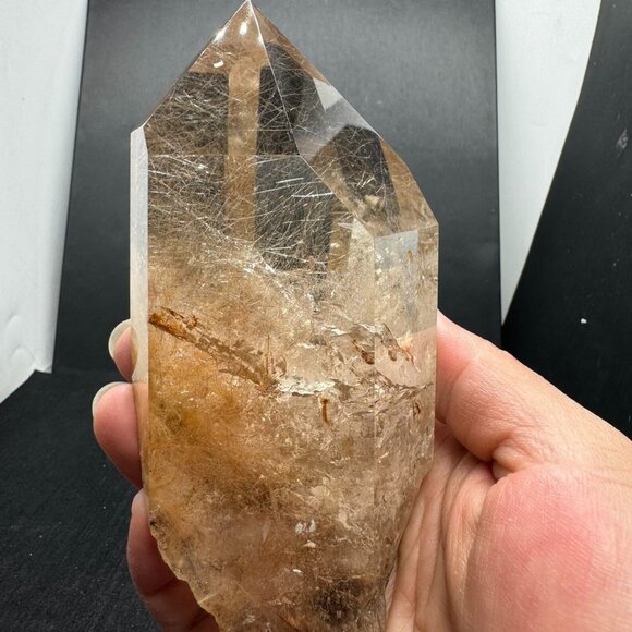Beautiful Silver Rutilated Quartz Tower with Stand - Picture 3 of 10